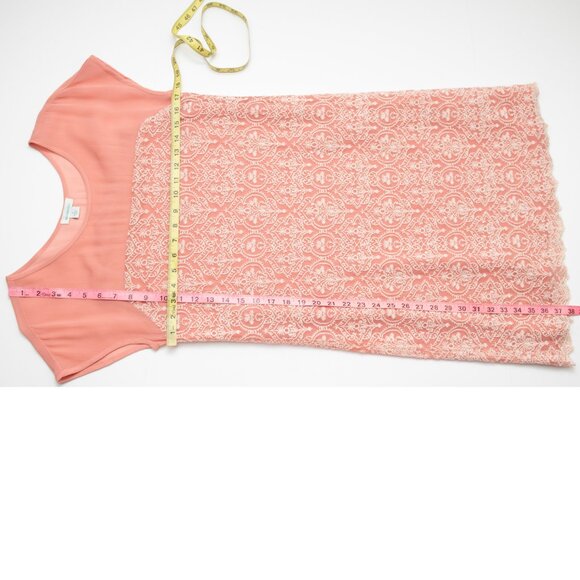 Sundance Rose Palace Embroidered Dress Sheath Midi Short Sleeve Pink White Small - Picture 5 of 5